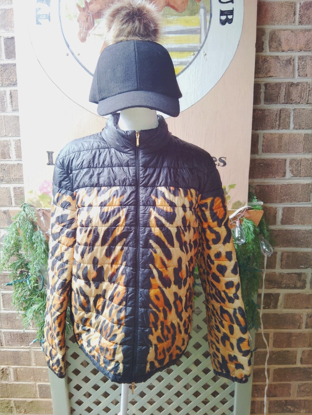 Escada Lightweight Leopard & Black Puffer Jacket Sz S